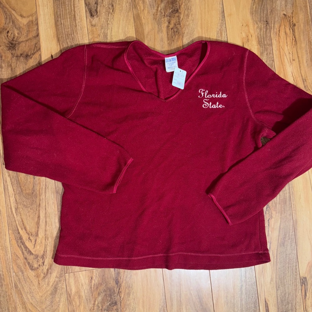 Golden Grove Florida State University FSU Fleece V-Neck‎ Pullover Red XL Womens